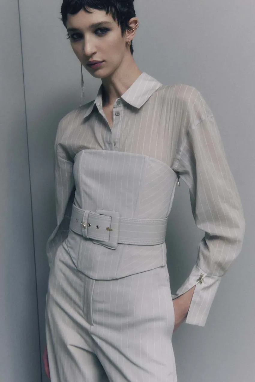 Patrizia Pepe Tops<Bustier-Oberteil mit Nadelstreifen aus Flanell