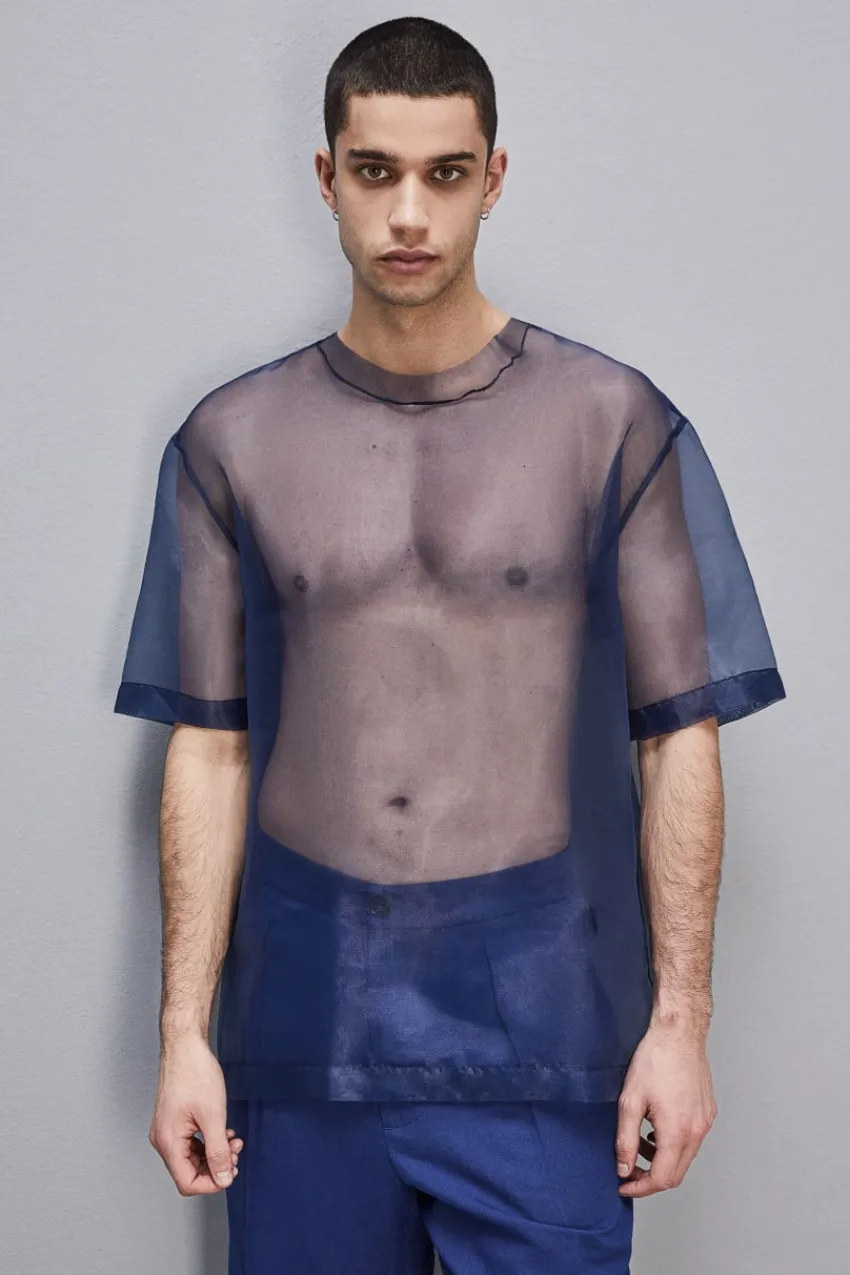 Herren Patrizia Pepe T-shirts & Hemdblusen<Kurzärmeliges Boxy T-Shirt mit ungesäumten Schnittkanten