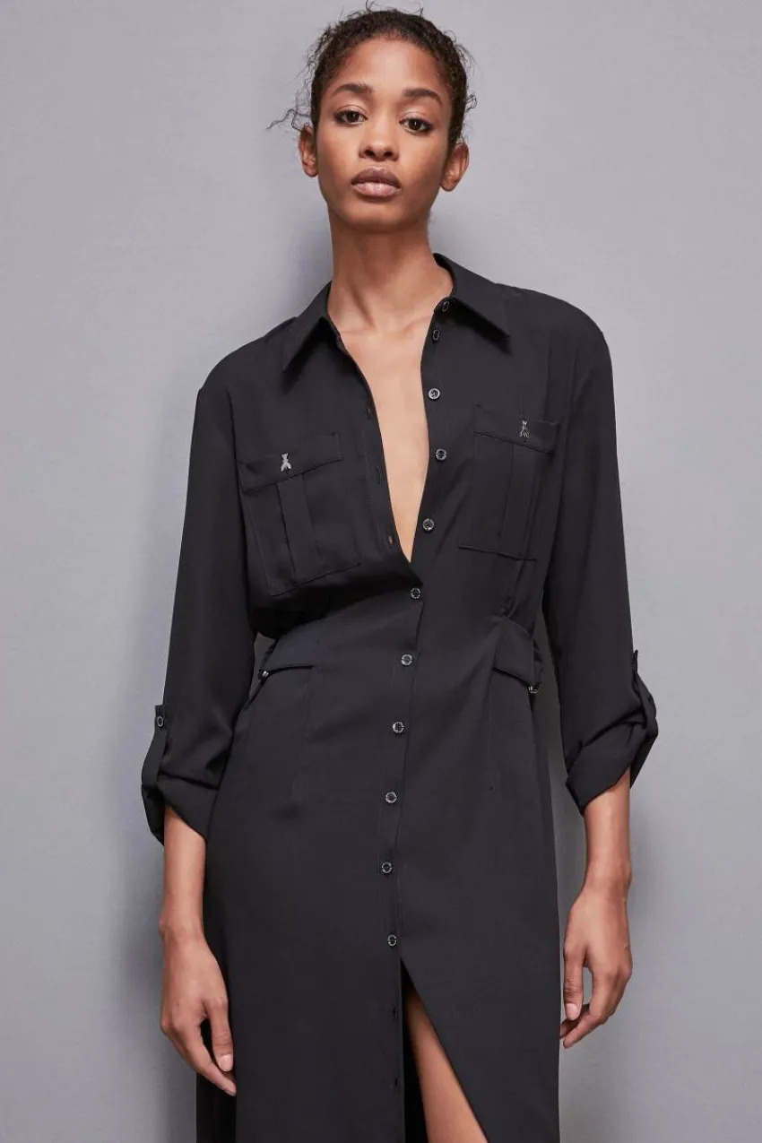 Patrizia Pepe Midi<Langärmeliges Hemdblusenkleid