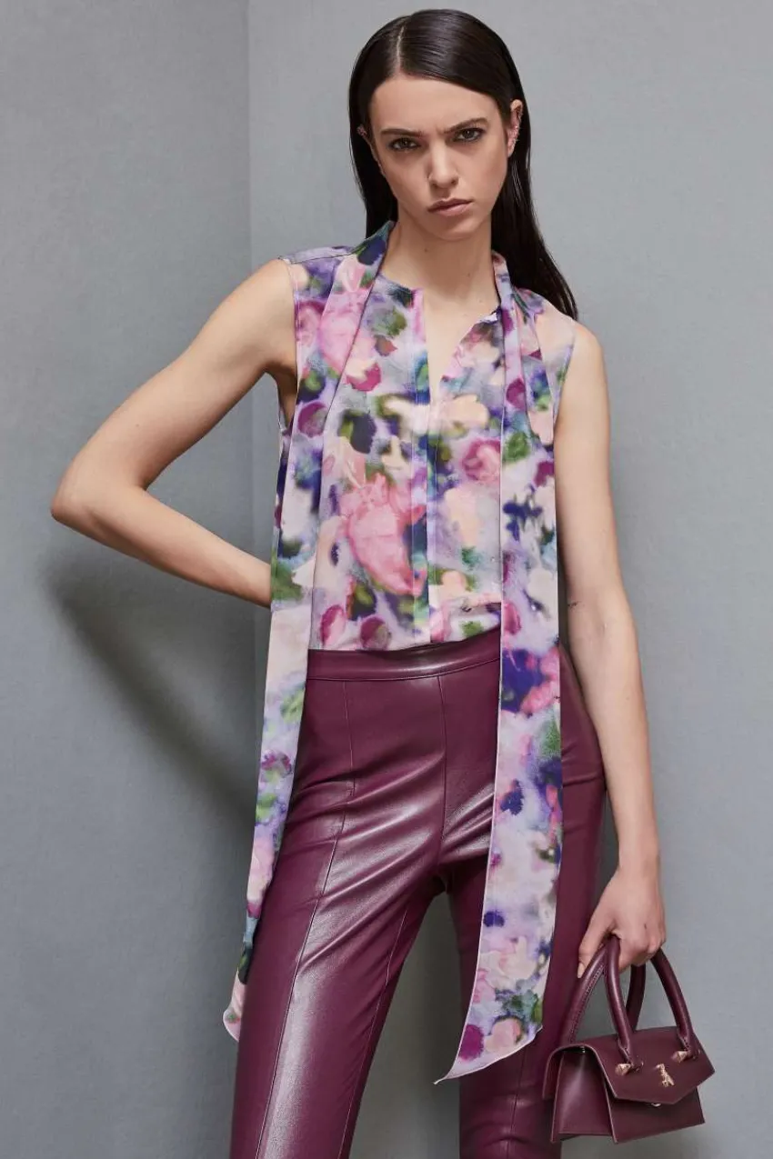 Patrizia Pepe Festlich & Cocktail | Blusen<Top mit normaler Passform aus gemustertem Georgette