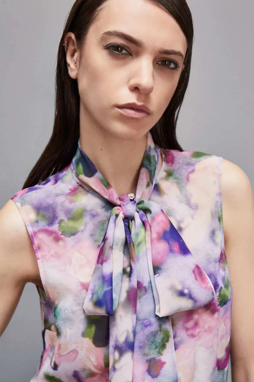 Patrizia Pepe Festlich & Cocktail | Blusen<Top mit normaler Passform aus gemustertem Georgette