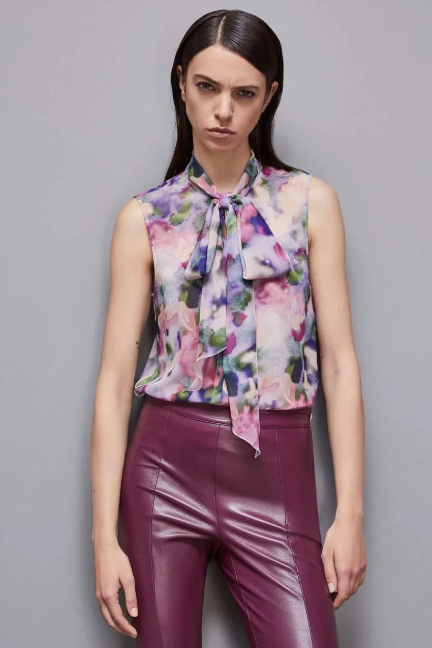 Patrizia Pepe Festlich & Cocktail | Blusen<Top mit normaler Passform aus gemustertem Georgette