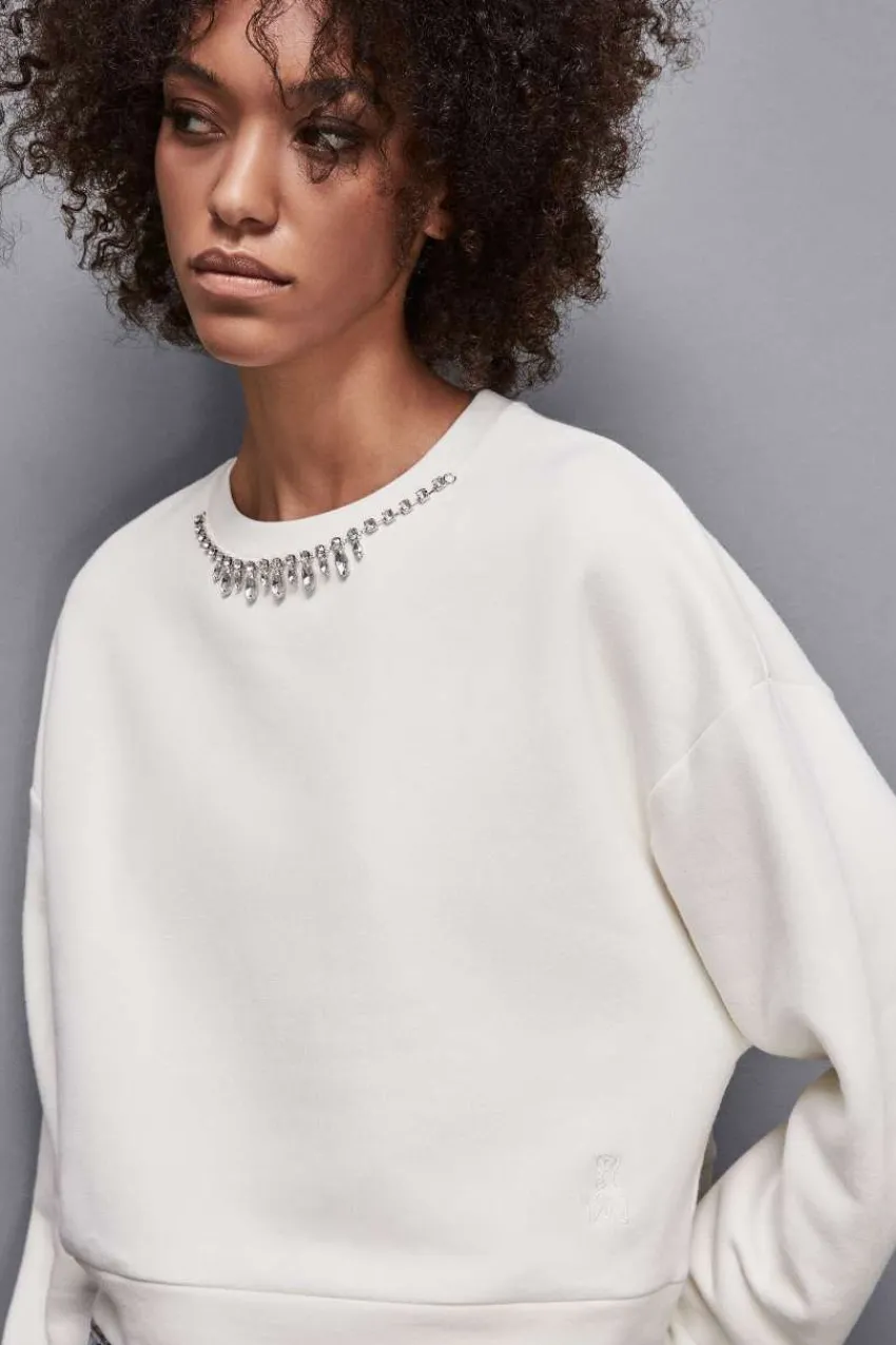 Patrizia Pepe Pullover<Weiches Sweatshirt mit Strasssteinen