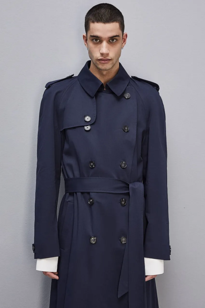 Herren Patrizia Pepe Jacken<Zweireihiger Trenchcoat aus Baumwoll-Gabardine